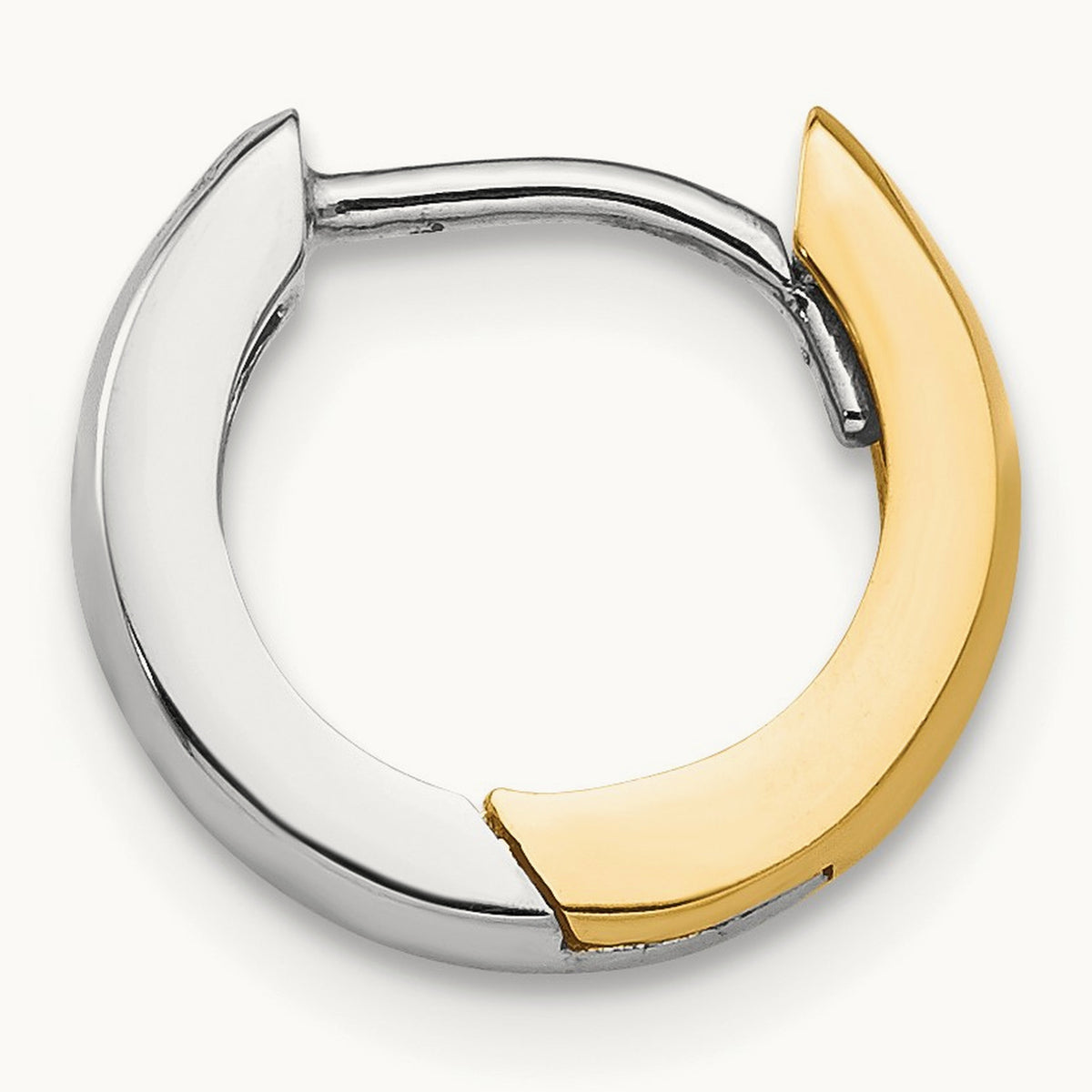 Single 14K Two-Tone Round Hinged Hoop Earring — 2.5mm