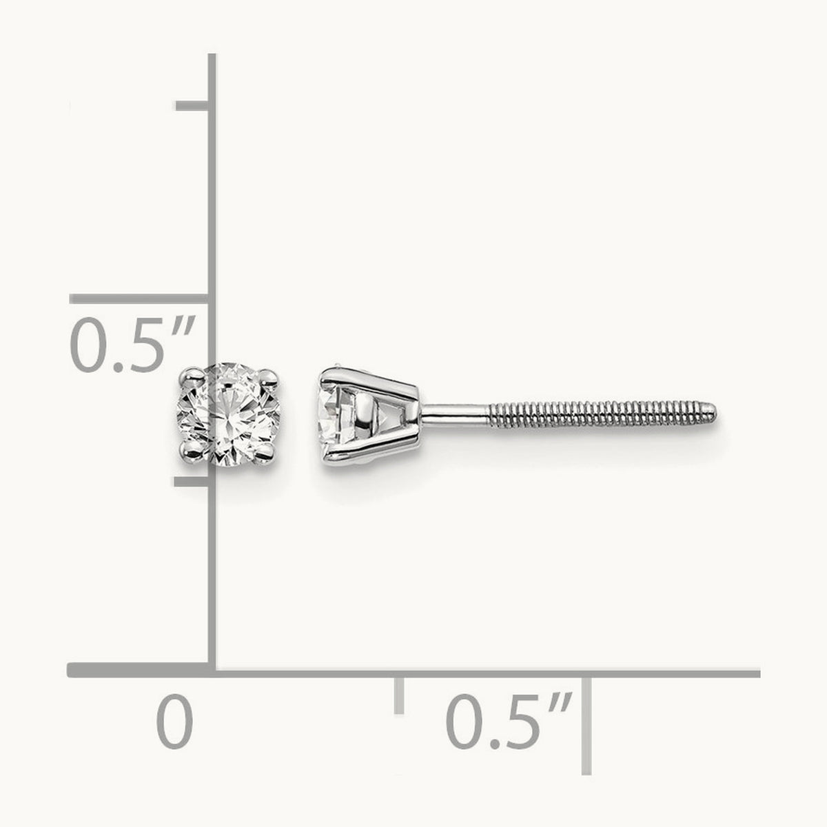.30ct VS2/SI1 G-I Diamond Stud Thread on/off Post Earrings, 14K White Gold