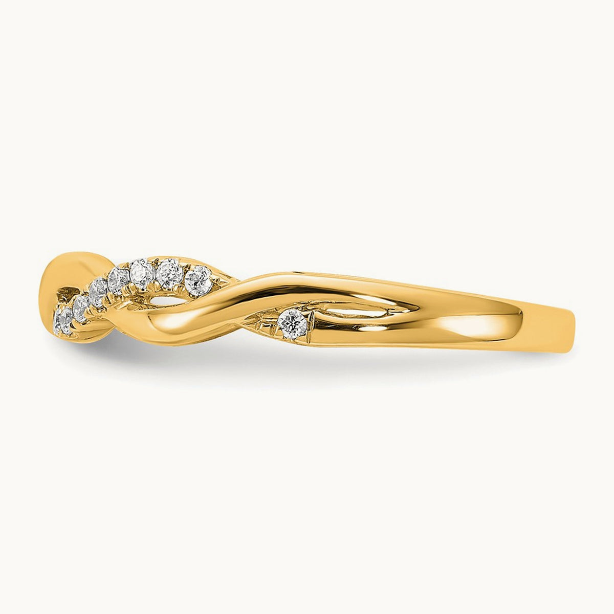 Diamond Criss-Cross Wedding Band — 14K Yellow Gold, 7