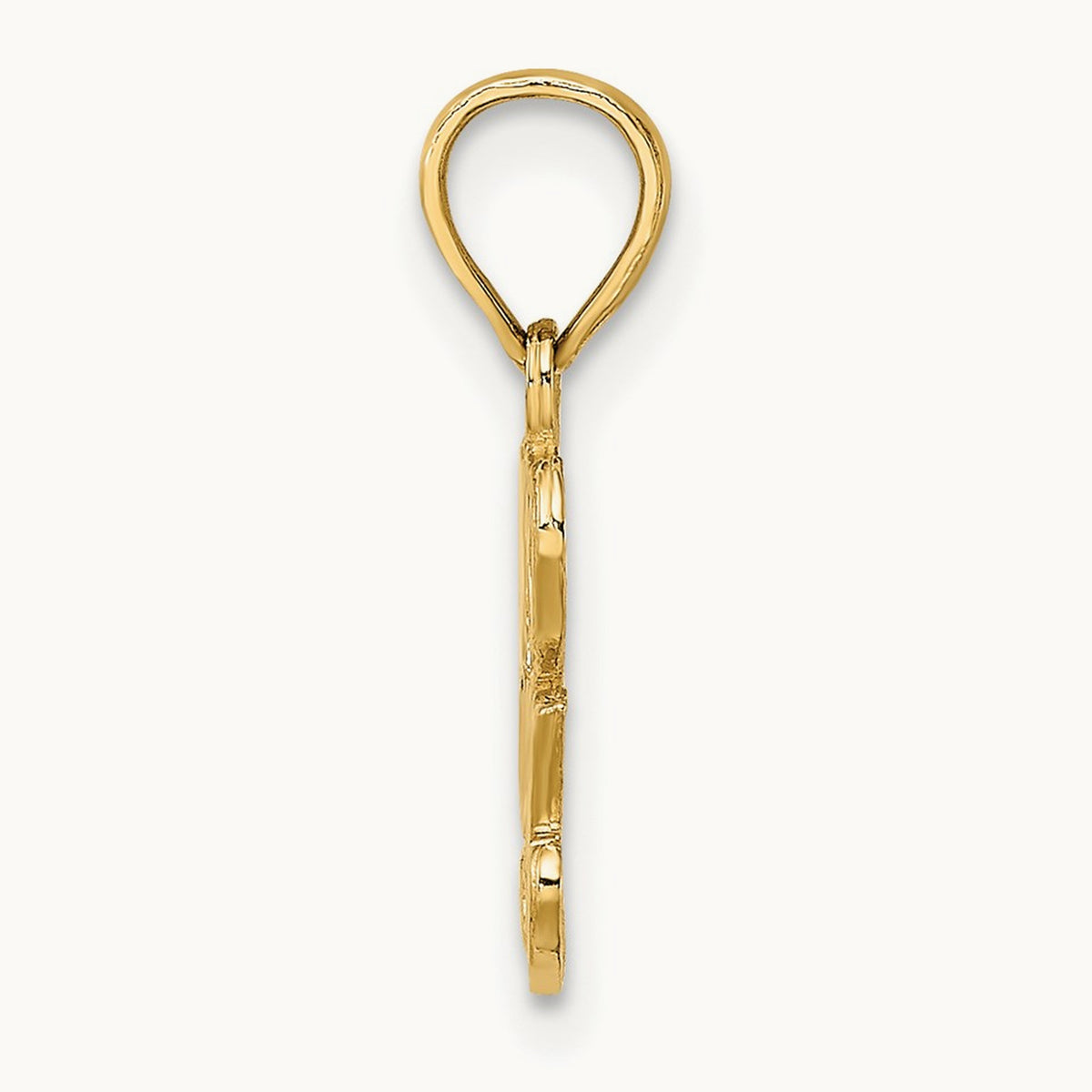 Polished and Textured I HEART YOU Charm, 14K