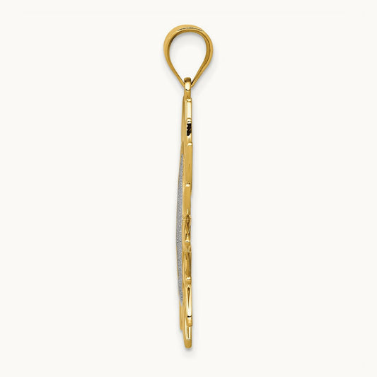 w/Rhodium Sun Filigree Pendant, 14K