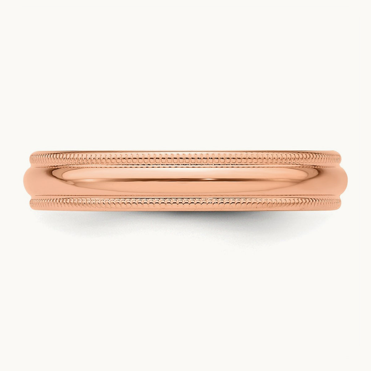 Lightweight Milgrain Half Round Band — 14K Rose Gold, 4mm