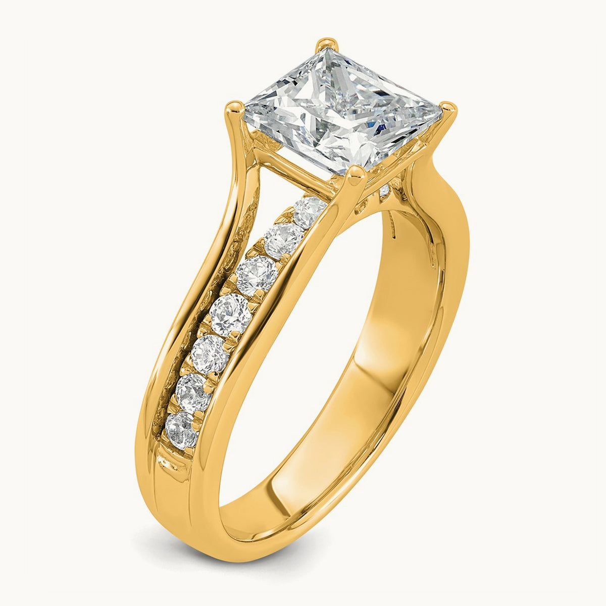 Princess Engagement Ring, 1.75-3.00 ct tw Lab-Grown Diamond — 2 1/2 ct, 14K Yellow Gold
