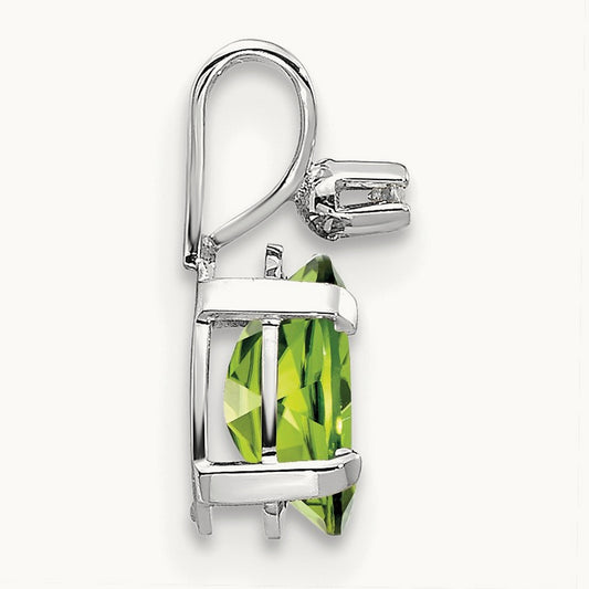 Diamond and Peridot Birthstone Pendant, 14K White Gold