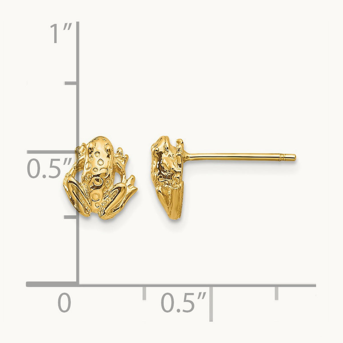 Mini Frog Post Earrings, 14K