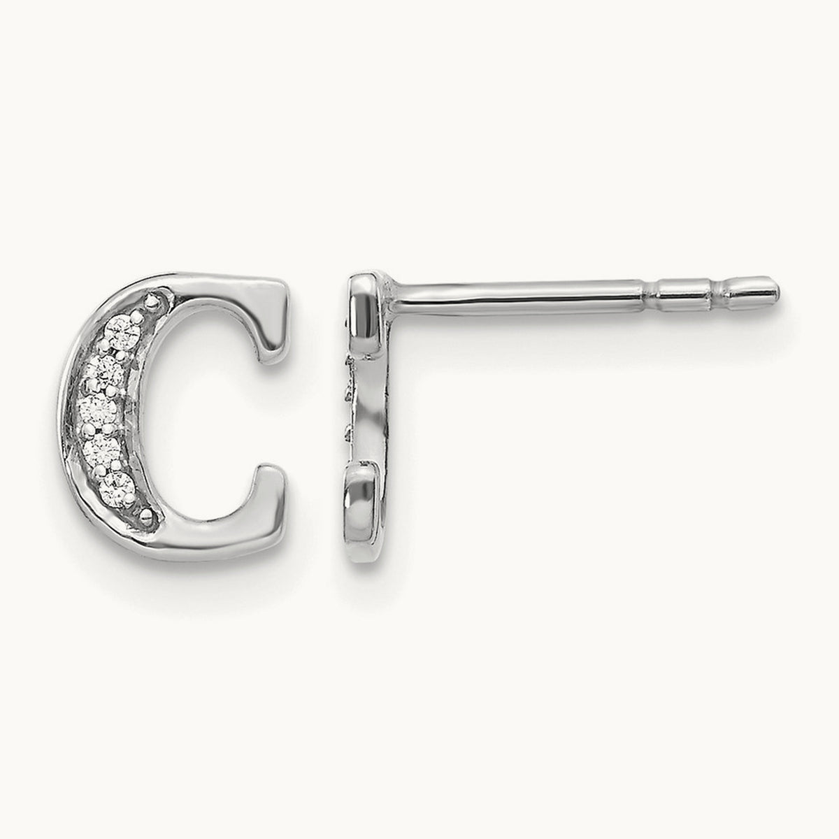 Diamond Earrings — 14K White Gold, 8mm, C