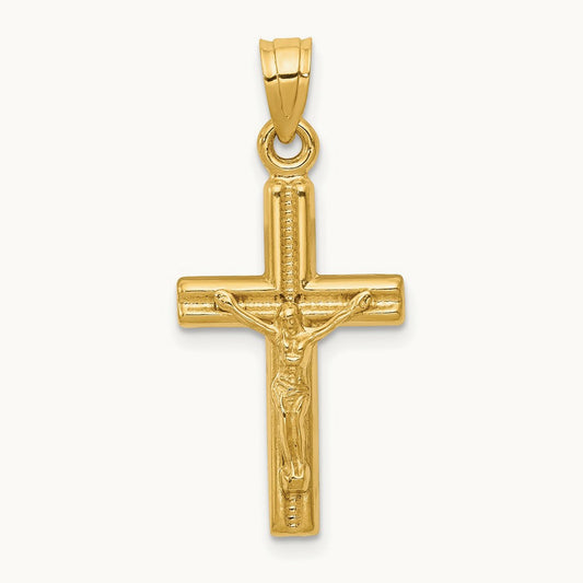 Hollow Crucifix Pendant, 14K