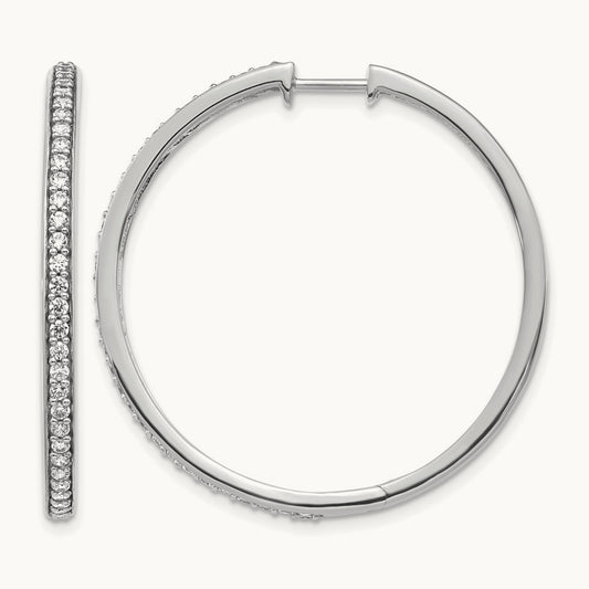 Diamond Hinged Hoop Earrings — 14K White Gold, 0.744 ct