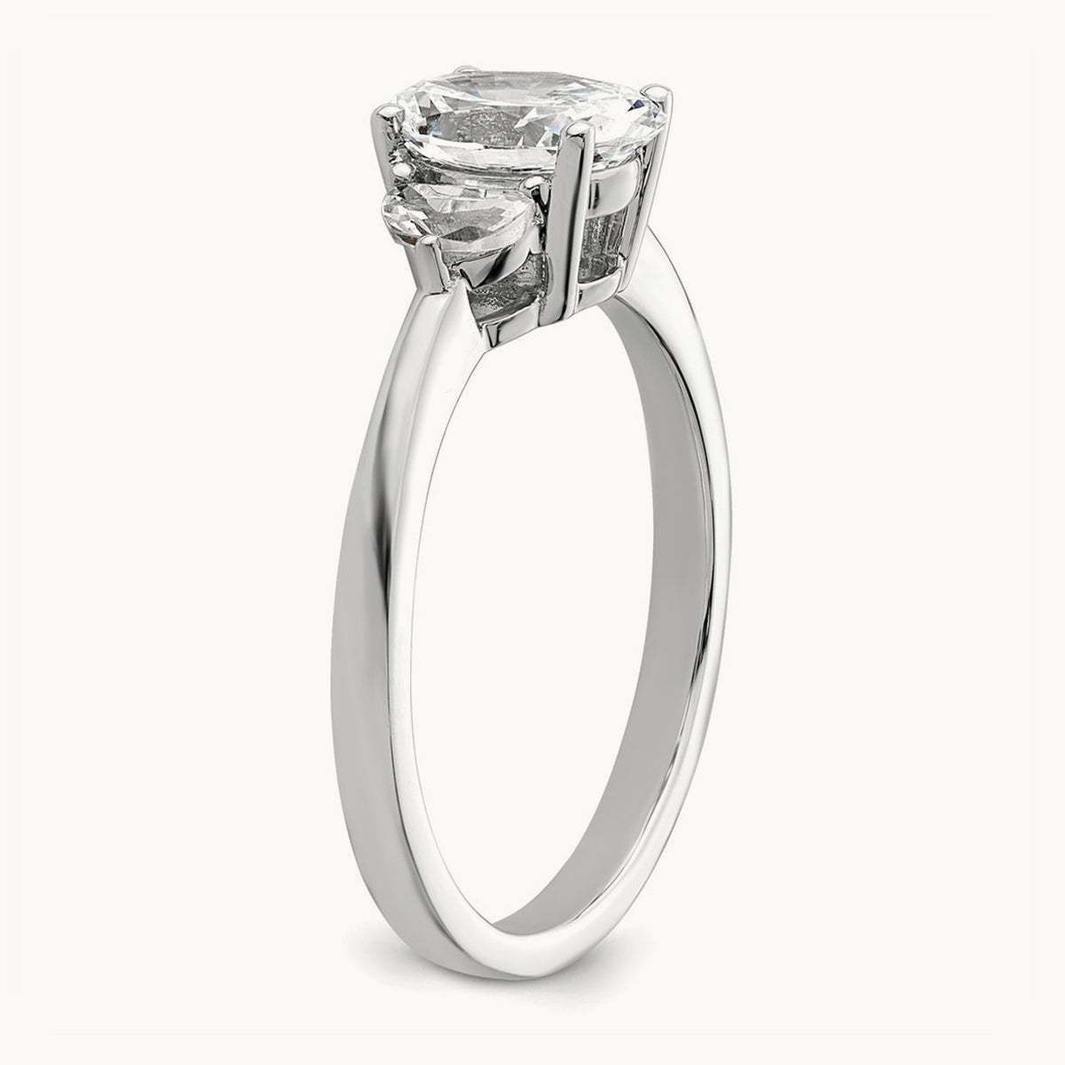 3 Stone Half Moon/Oval Semi-Mount Ring, 0.50 ct tw