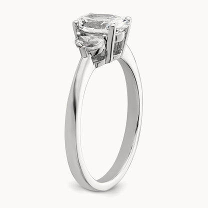 3 Stone Half Moon/Oval Semi-Mount Ring, 0.50 ct tw