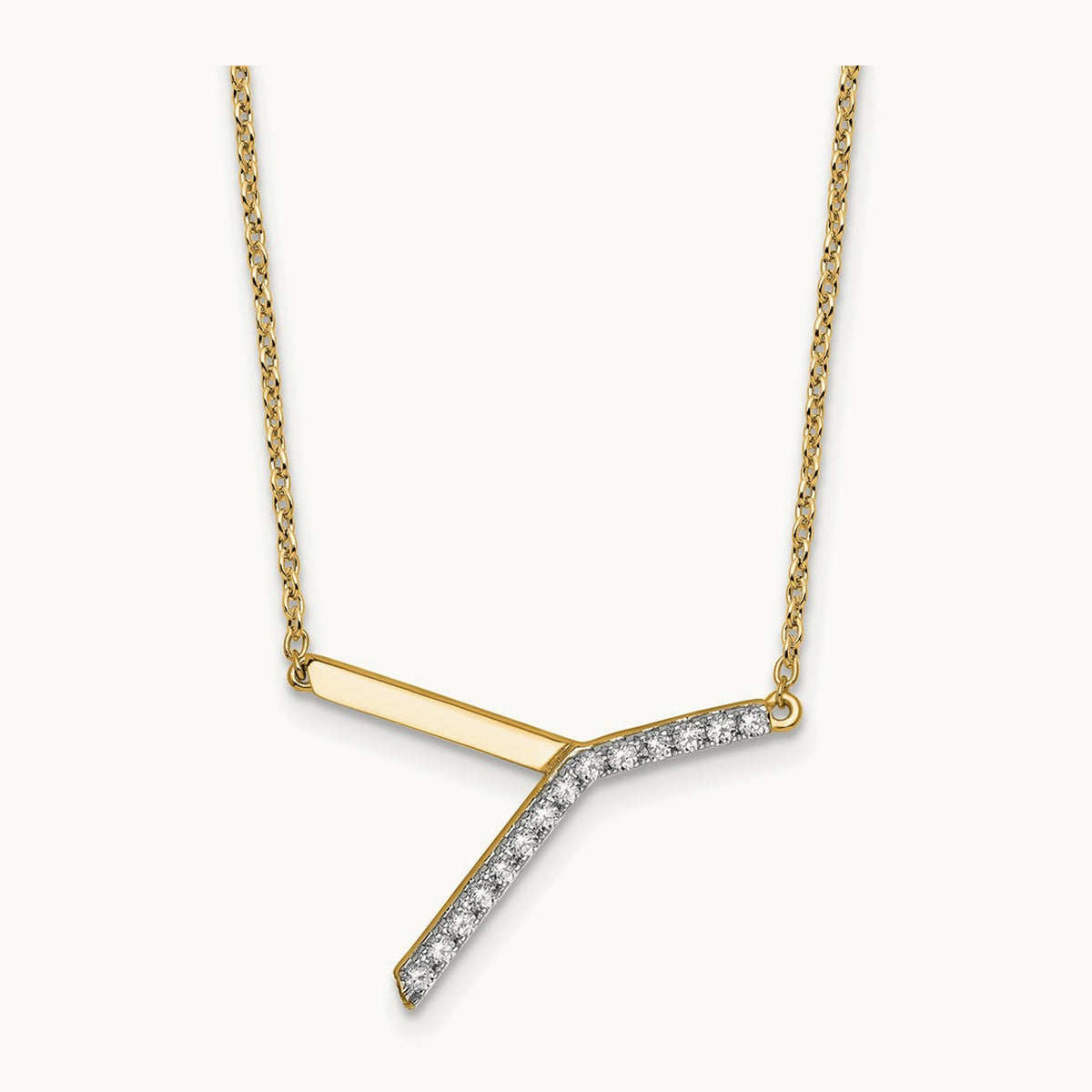 Sideways Diamond Necklace — 14K Yellow Gold, Y