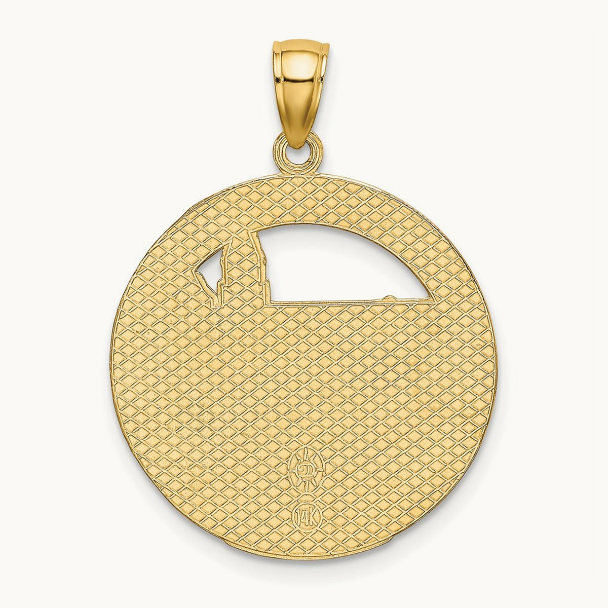 BOSTON Town Scene Round Charm, 14K
