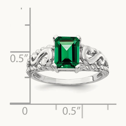 8x6mm Emerald Cut Mount St. Helens ring, 14K White Gold
