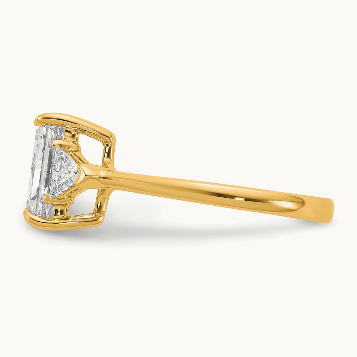 Radiant & Triangle Engagement Ring, 1.25-3.50 ct tw Lab-Grown Diamond — 2 1/2 ct, 14K Yellow Gold