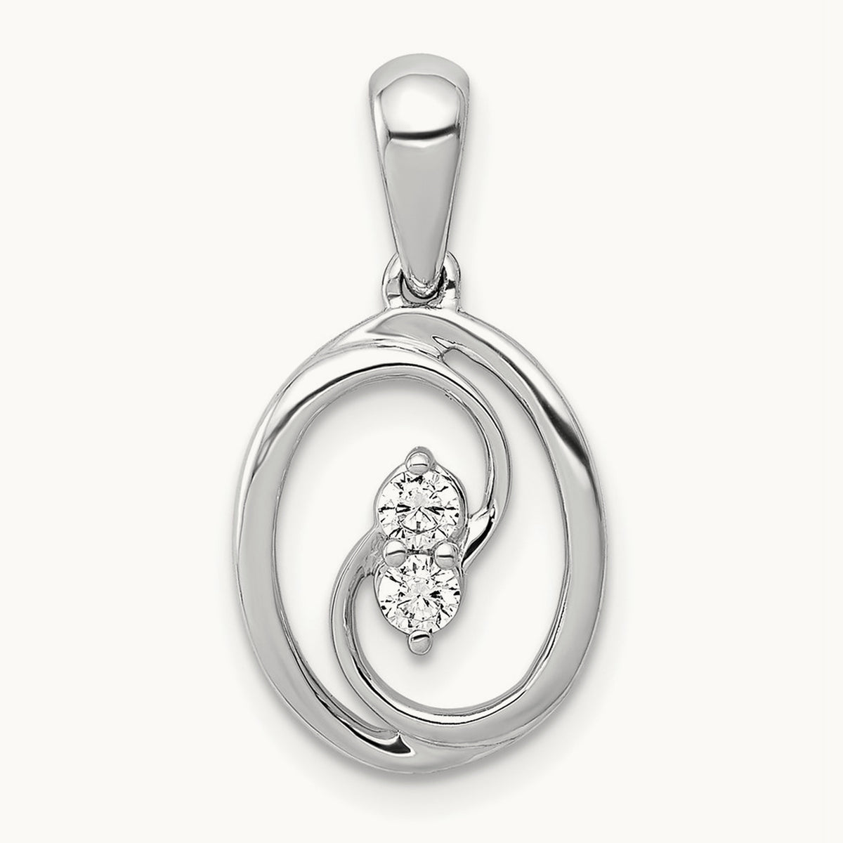 Polished 1/8ct. Diamond Oval Pendant, 14K White Gold