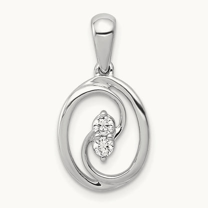 Polished 1/8ct. Diamond Oval Pendant, 14K White Gold