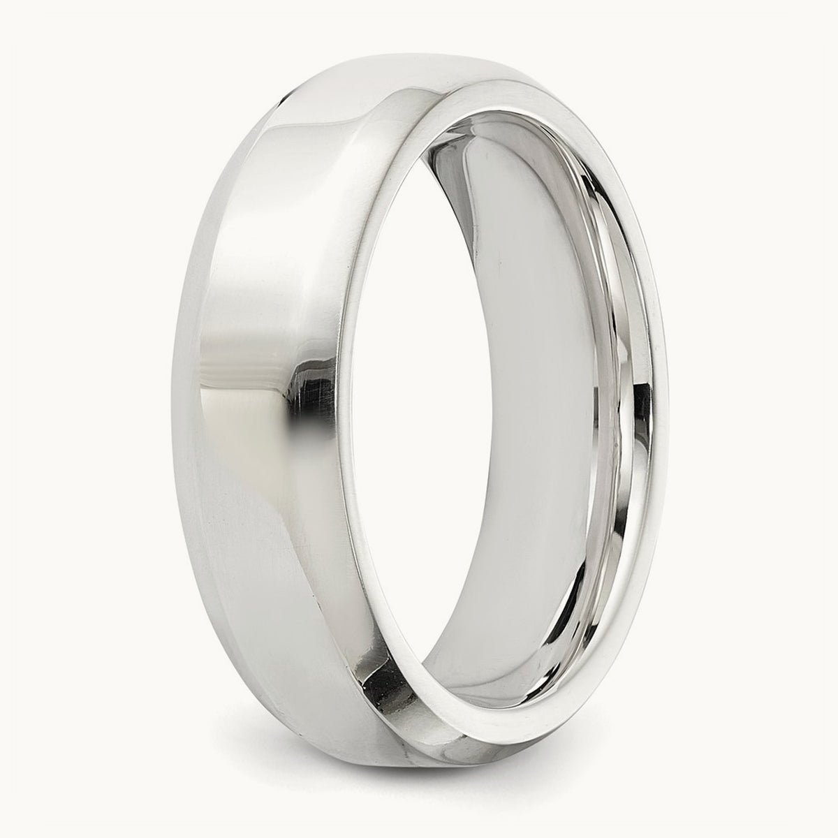 Rhodium-plated Bevel Edge Band — photo set