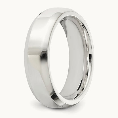 Rhodium-plated Bevel Edge Band — photo set