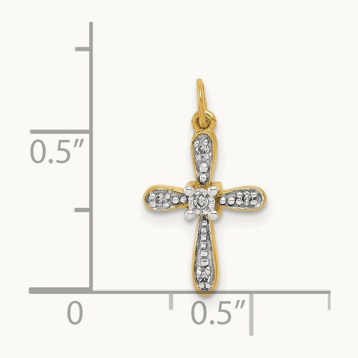 .03ct. Diamond Cross Charm, 14K with Rhodium