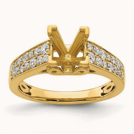 Princess Semi-Mount Engagement Ring, 0.50 ct tw Lab-Grown Diamond — 14K Yellow Gold