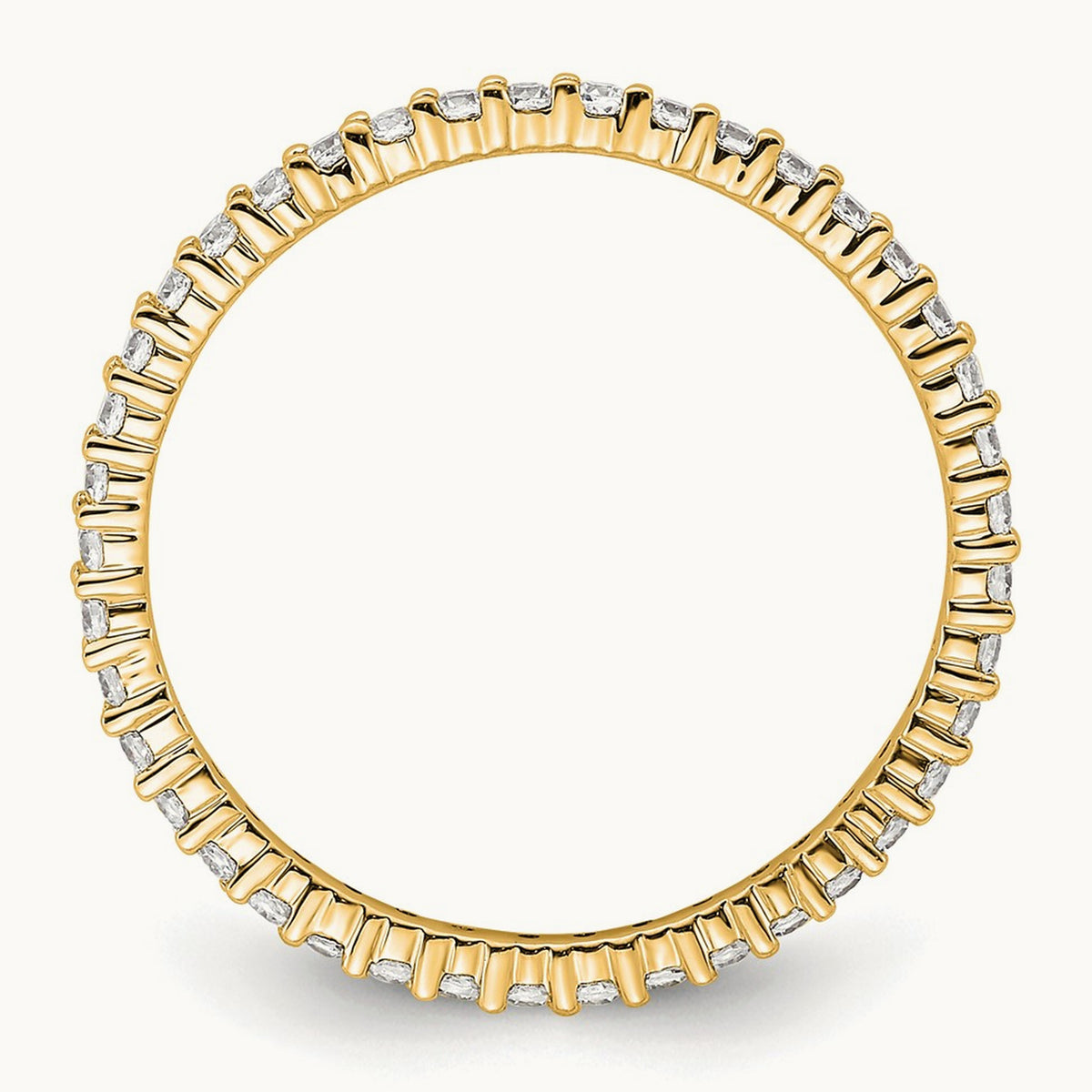 Polished Shared Prong Diamond Eternity Band, 0.50 ct tw, 14K Gold — 14K Yellow Gold