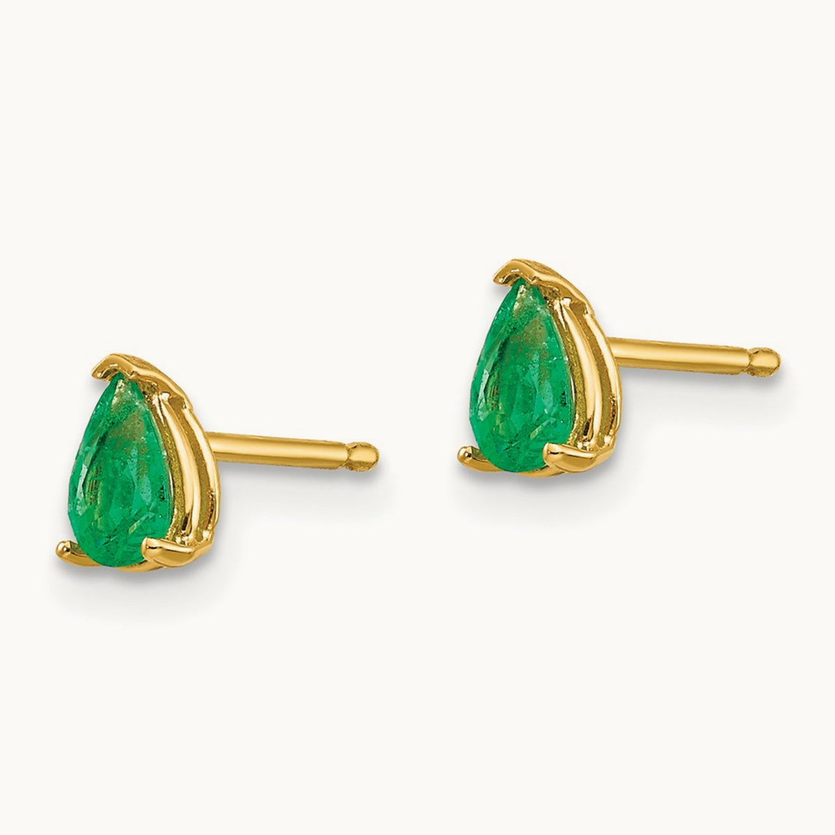Emerald Post Earrings, 14K