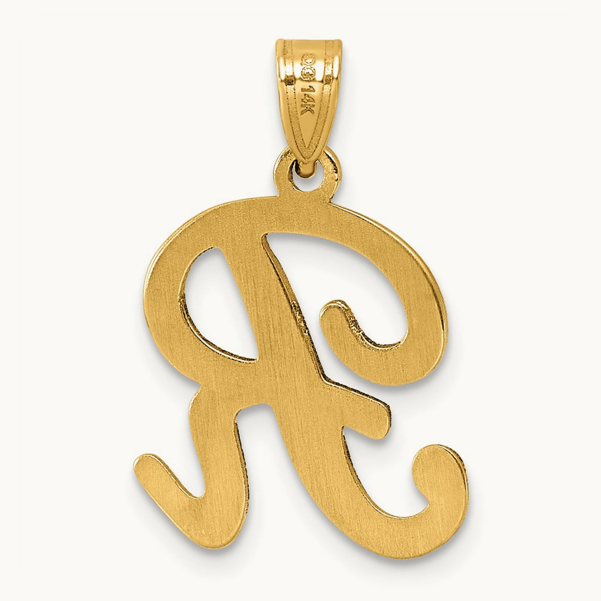 Script Letter R Initial Pendant, 14K