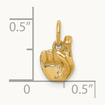 American Sign Language Alphabet Fingerspelling Sign X Pendant, 14K