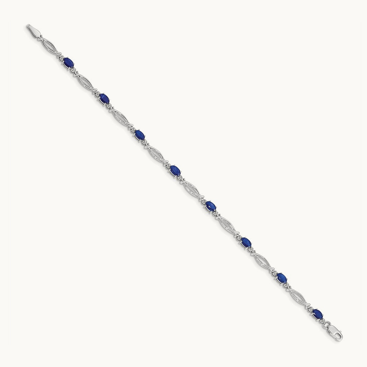 Diamond and Sapphire Bracelet, 14K White Gold