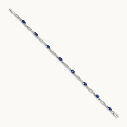Diamond and Sapphire Bracelet, 14K White Gold