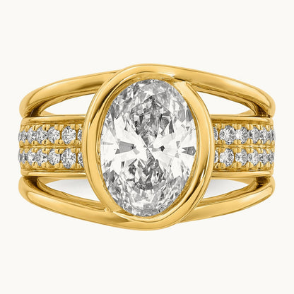 Certified Oval Center Lab Grown Diamond VS+ F+ Ring, 14K Yellow Gold
