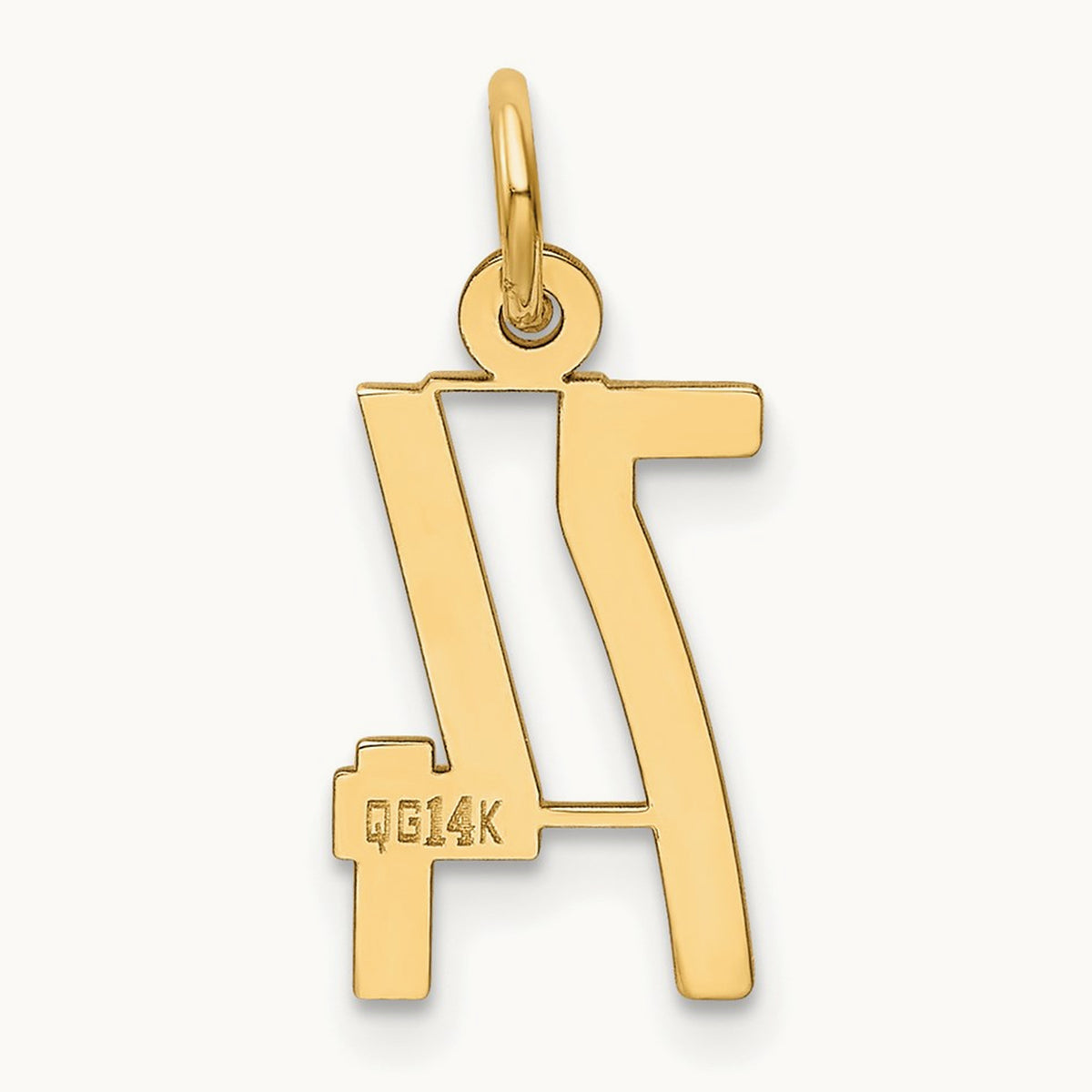 Small Elongated Number 74 Charm, 14K