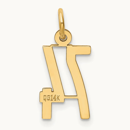 Small Elongated Number 74 Charm, 14K