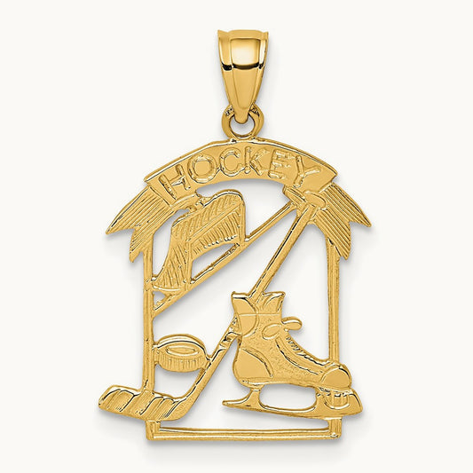 Hockey Story Framed Charm, 14K