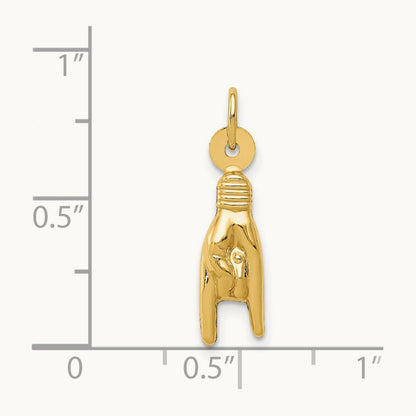 3D Rock On Sign Charm — 14K Yellow Gold