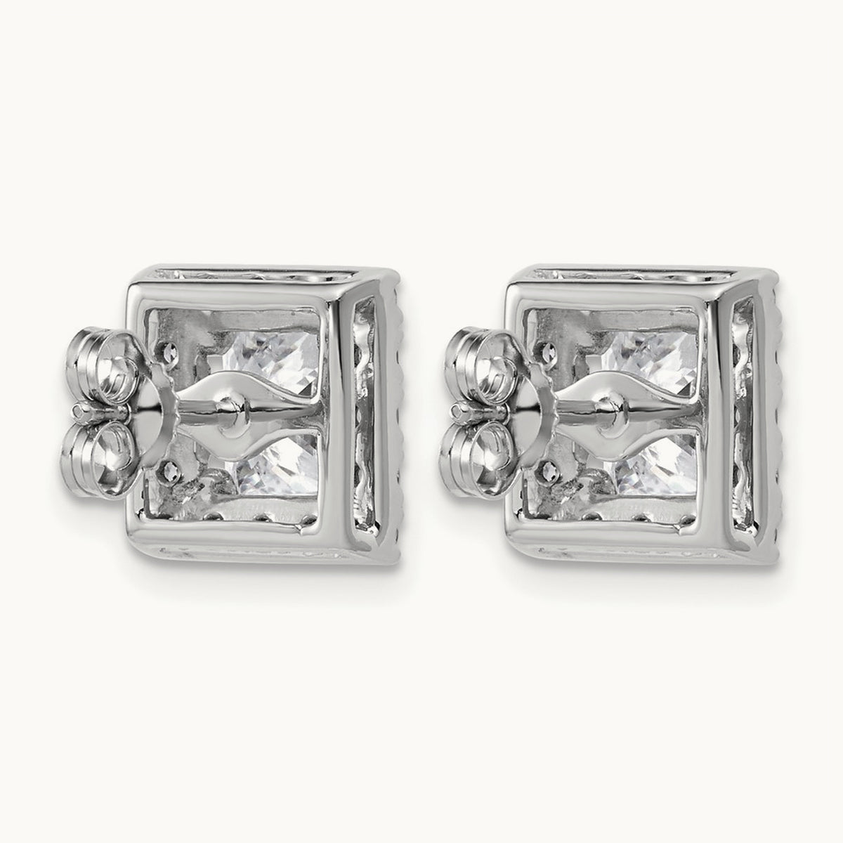 Princess Halo Post Earrings, 0.50-7.50 ct tw Lab-Grown Diamond — 3 7/8 ct, 14K White Gold