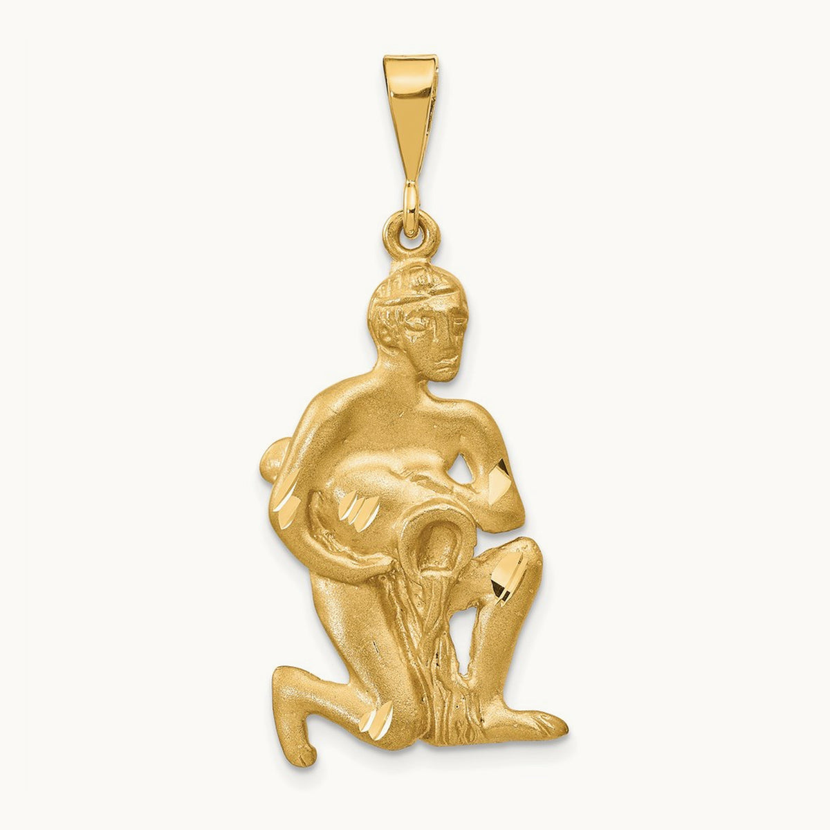 Satin Diamond-cut Aquarius Zodiac Charm — 40mm