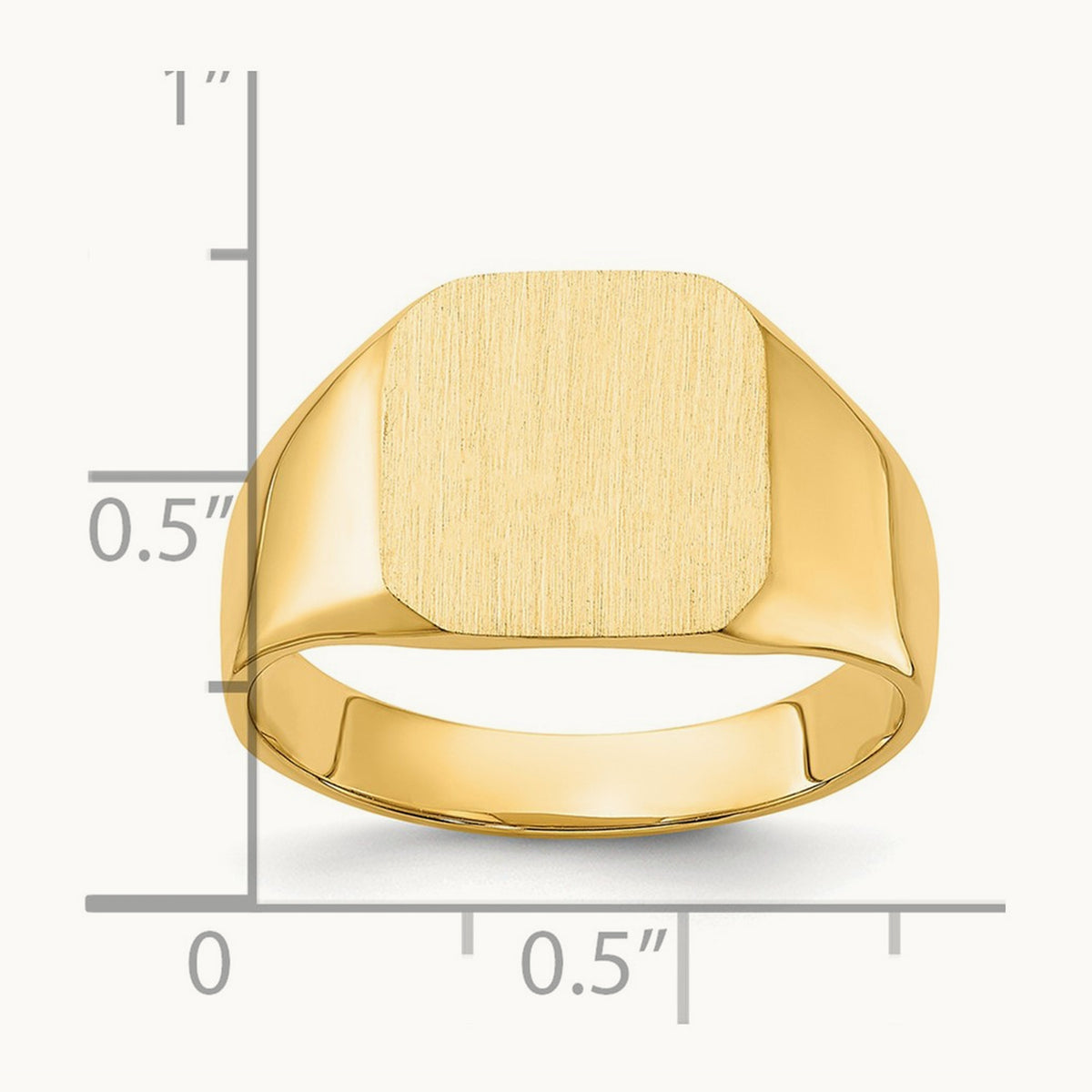 13.0x12. Closed Back Mens Signet Ring, 0mm, 14K