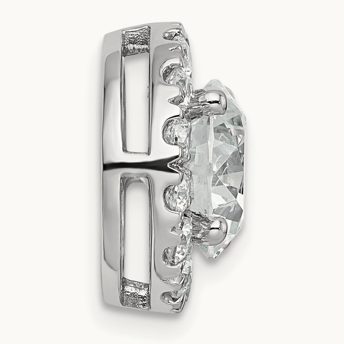 Round Halo Chain Slide Pendant, 0.25-5.00 ct tw Lab-Grown Diamond — 3 3/4 ct, 14K White Gold