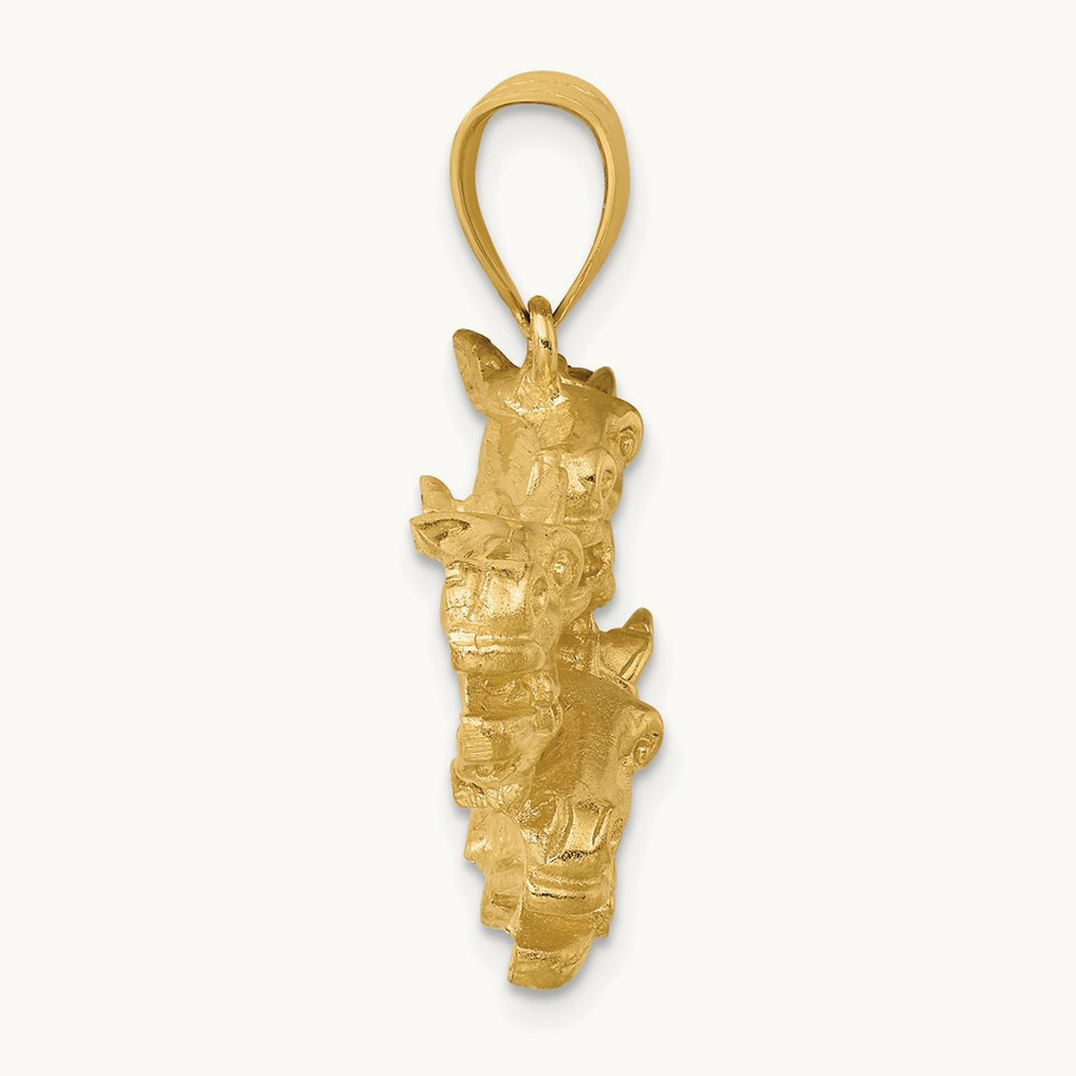 Triple Horse Head Charm, 14K