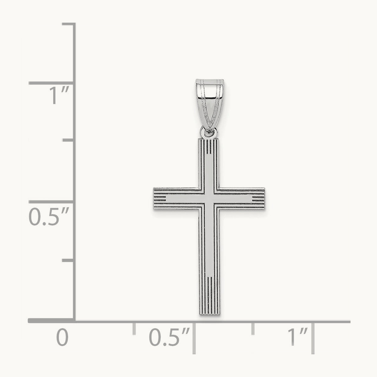 Laser Etched Cross Charm — 14K White Gold, 25mm