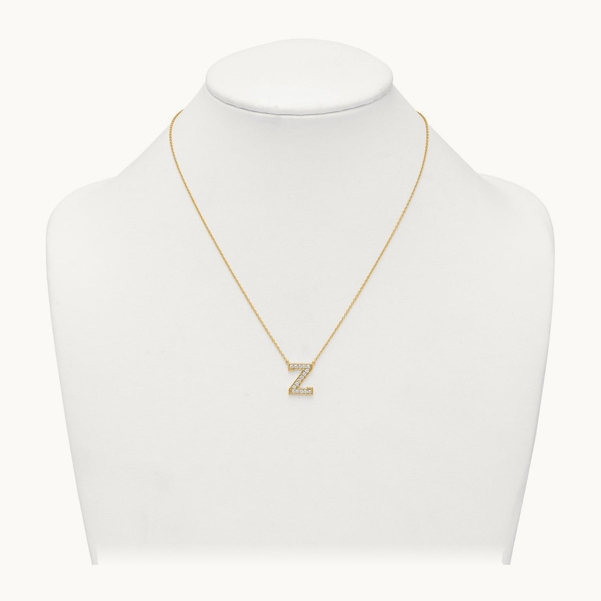 Initial Necklace — 14K Yellow Gold, Z, 3/8 ct