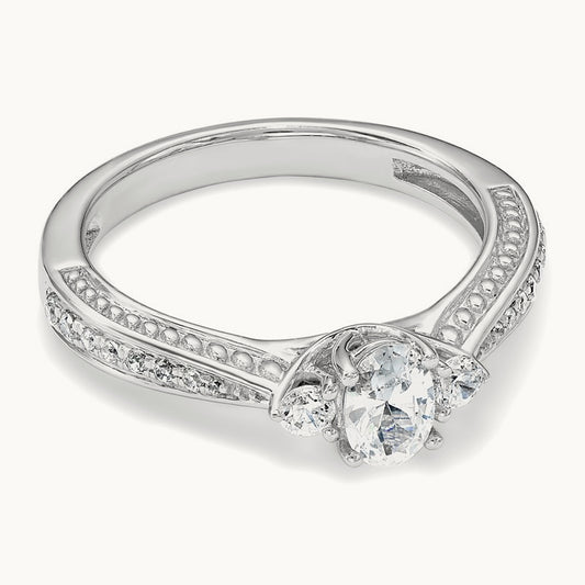Three Stone Semi-Mount Engagement Ring, 14K White Gold