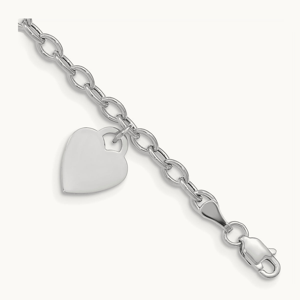 Dangle Heart Bracelet — 14K White Gold, 7.5mm