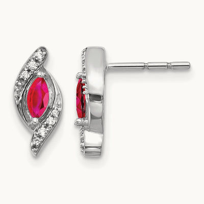 Diamond and Ruby Earrings — 14K White Gold