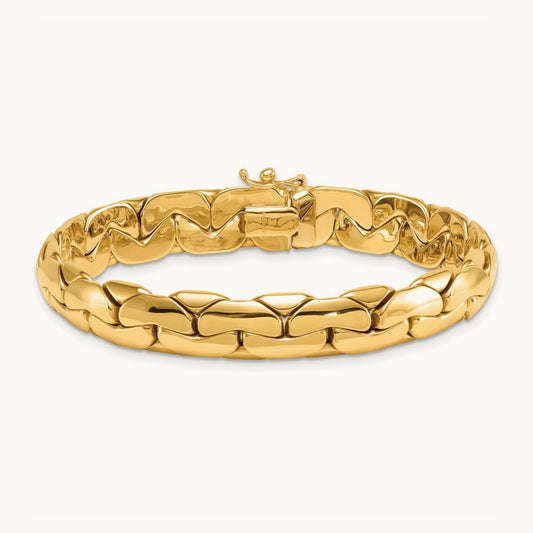 Polished Fancy Link Bracelet, 14K