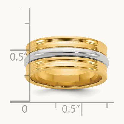 Y/W Single Banded Wedding Band, 8mm, 14K Two-tone