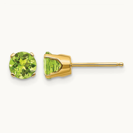 Peridot Earrings - August, 5mm, 14K