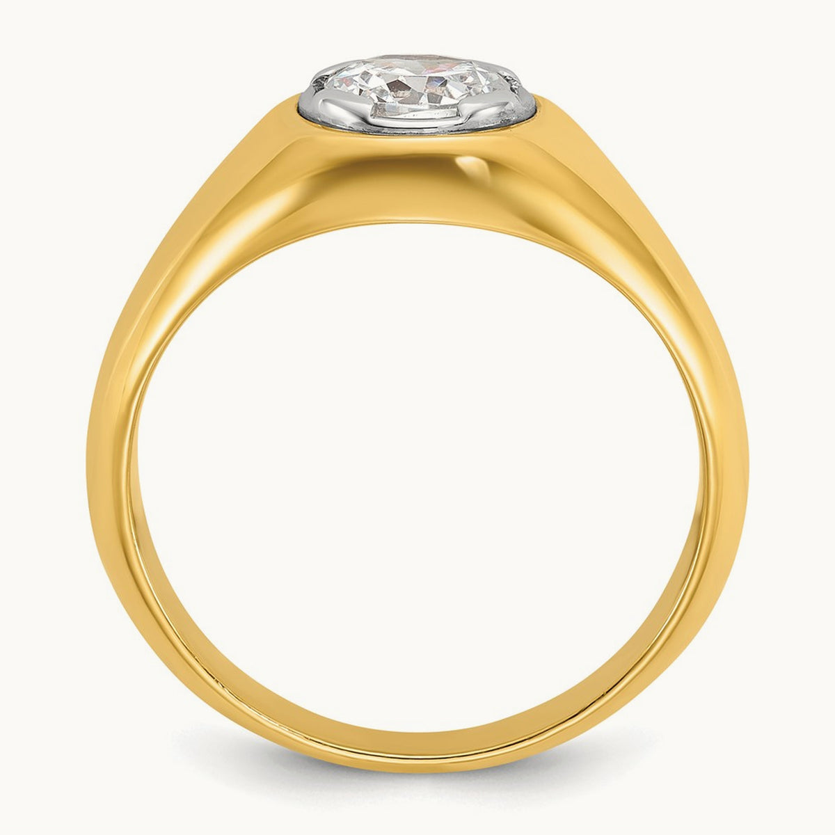 Round Men's Ring — 14K Yellow Gold, 10