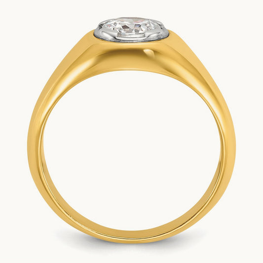 Round Men's Ring — 14K Yellow Gold, 10
